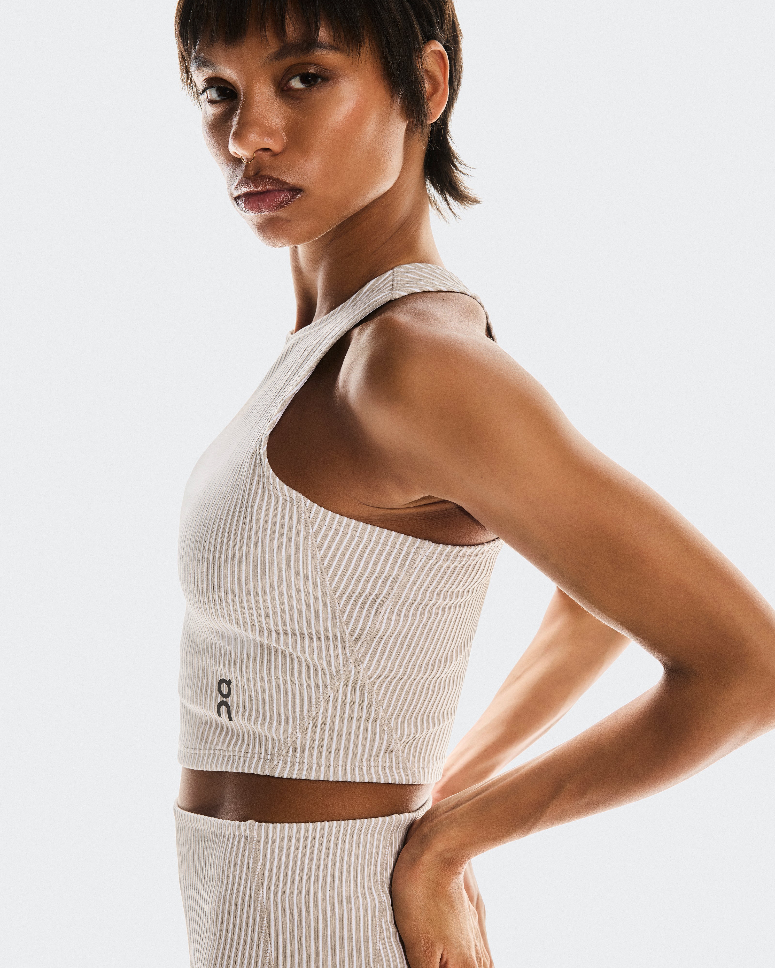All-Day Ribbed Crop W Desert | White