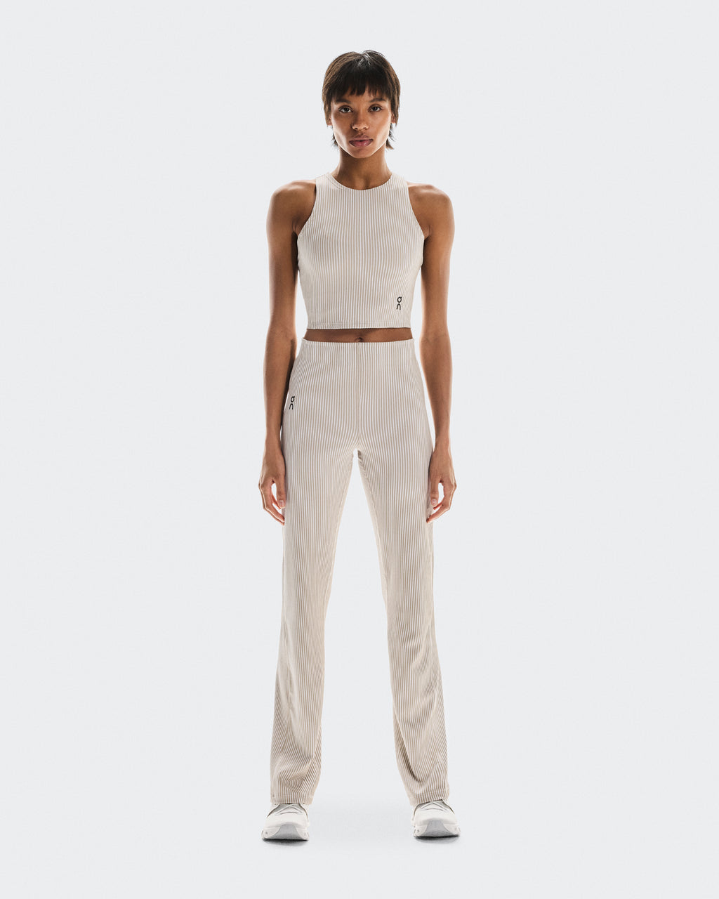 All-Day Ribbed Crop W Desert | White