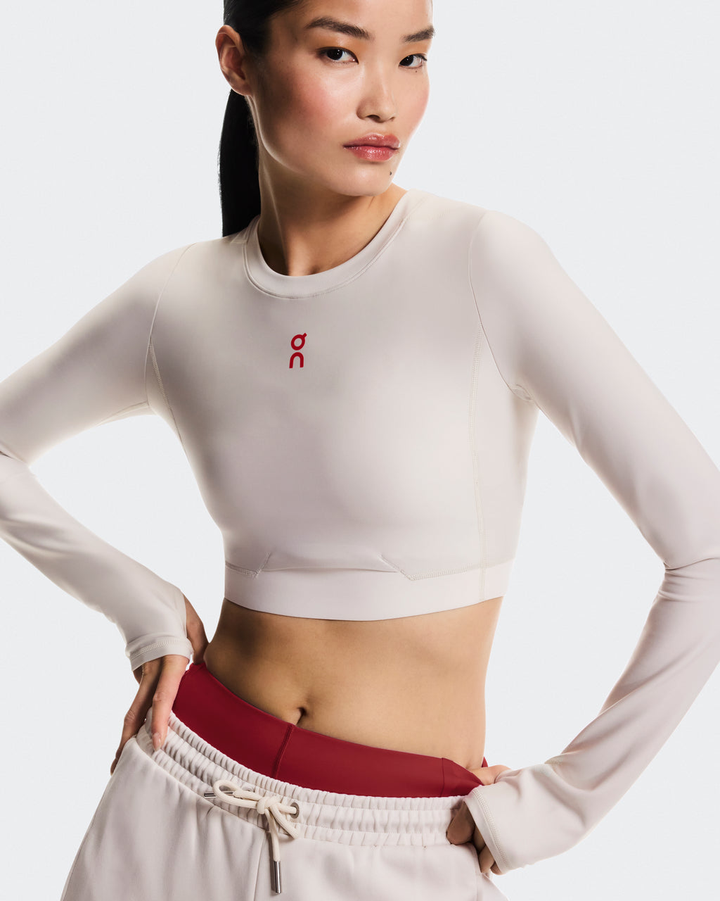 Train Long Sleeve Crop W Pearl