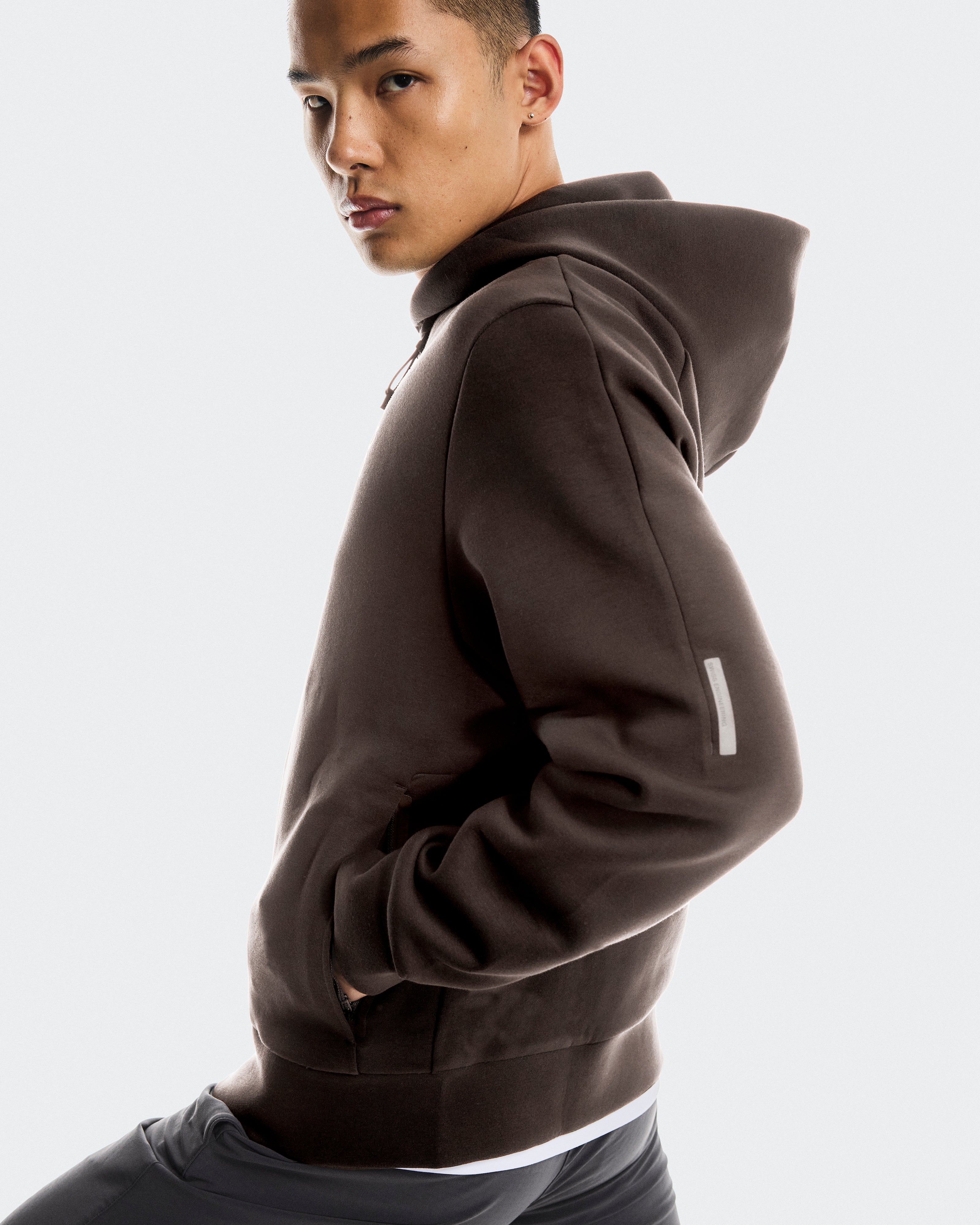 Focus Tech Zip Hoodie M Pebble