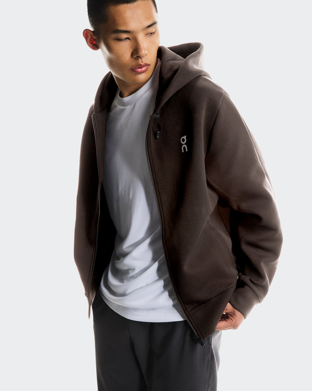 Focus Tech Zip Hoodie M Pebble